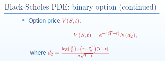 Binary option pde